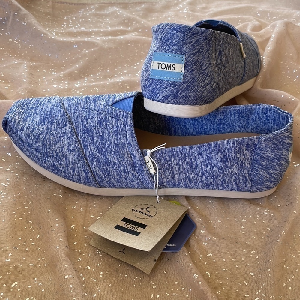 Brand New Toms Alpargata Vallarta Blue Repreve Melange Knit Slip-On Shoes